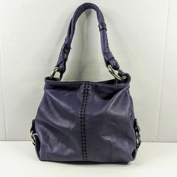 B. Makowsky Purple Leather With Silver Hardware‎ Shoulder Bag - Picture 7 of 16
